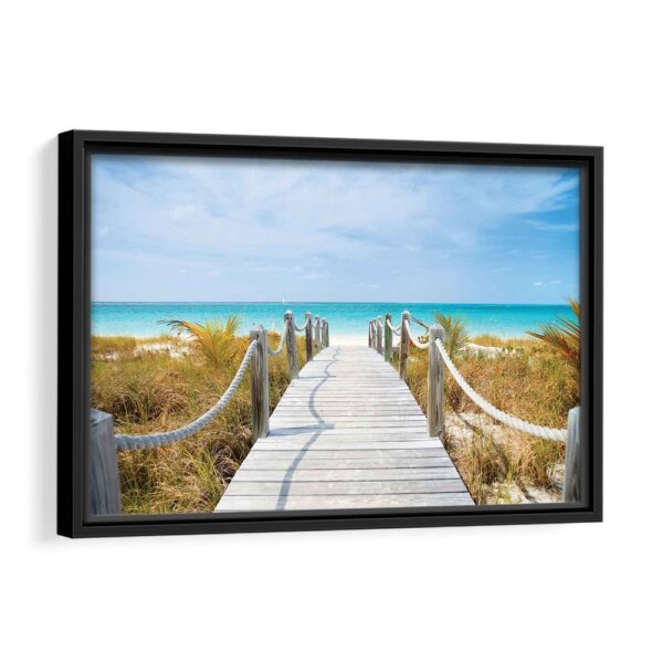 beach view framed canvas black frame
