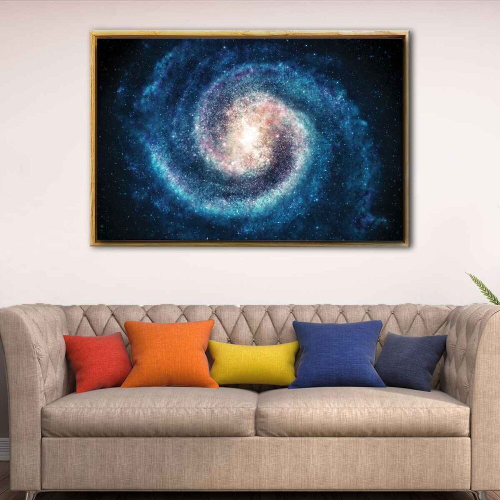 blue galaxy floating frame canvas