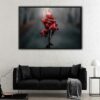 burning rose floating frame canvas