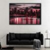 tableau le skyline rouge de chicago avec cadre flottant