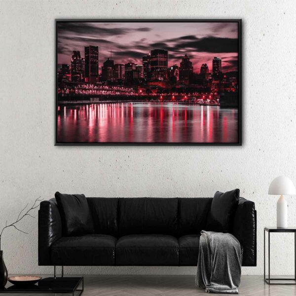 chicago red skyline floating frame canvas