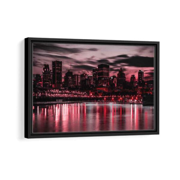 tableau le skyline rouge de chicago avec cadre noir