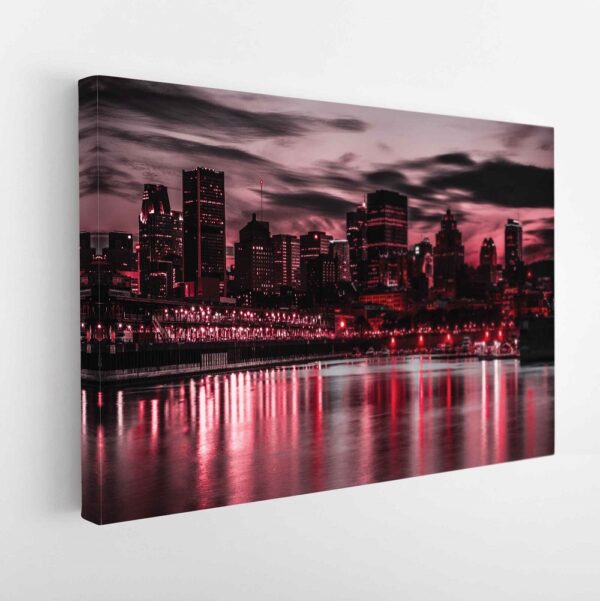 chicago red skyline stretched canvas