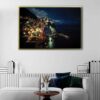 cinque terre at night floating frame canvas