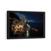 cinque terre at night framed canvas black frame