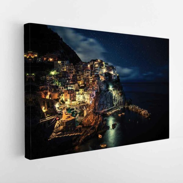 cinque terre at night stretched canvas