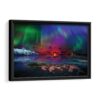 colorful northern lights framed canvas black frame