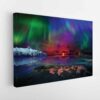 colorful northern lights stretched canvas