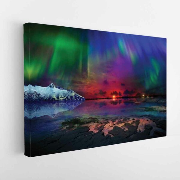 colorful northern lights stretched canvas