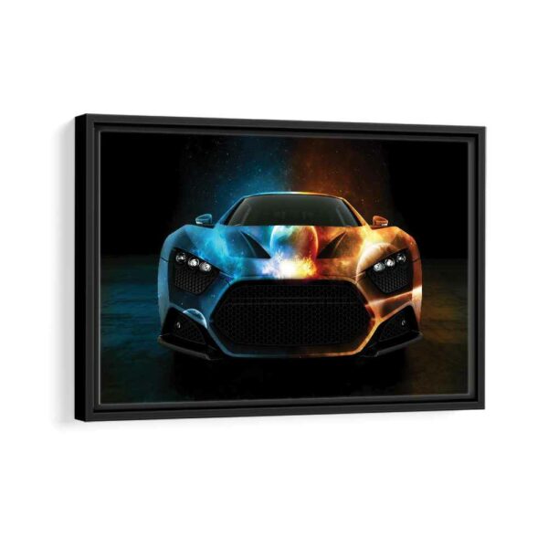 fire water super car framed canvas black frame