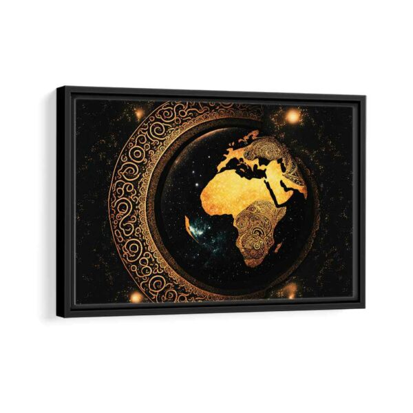 golden africa framed canvas black frame