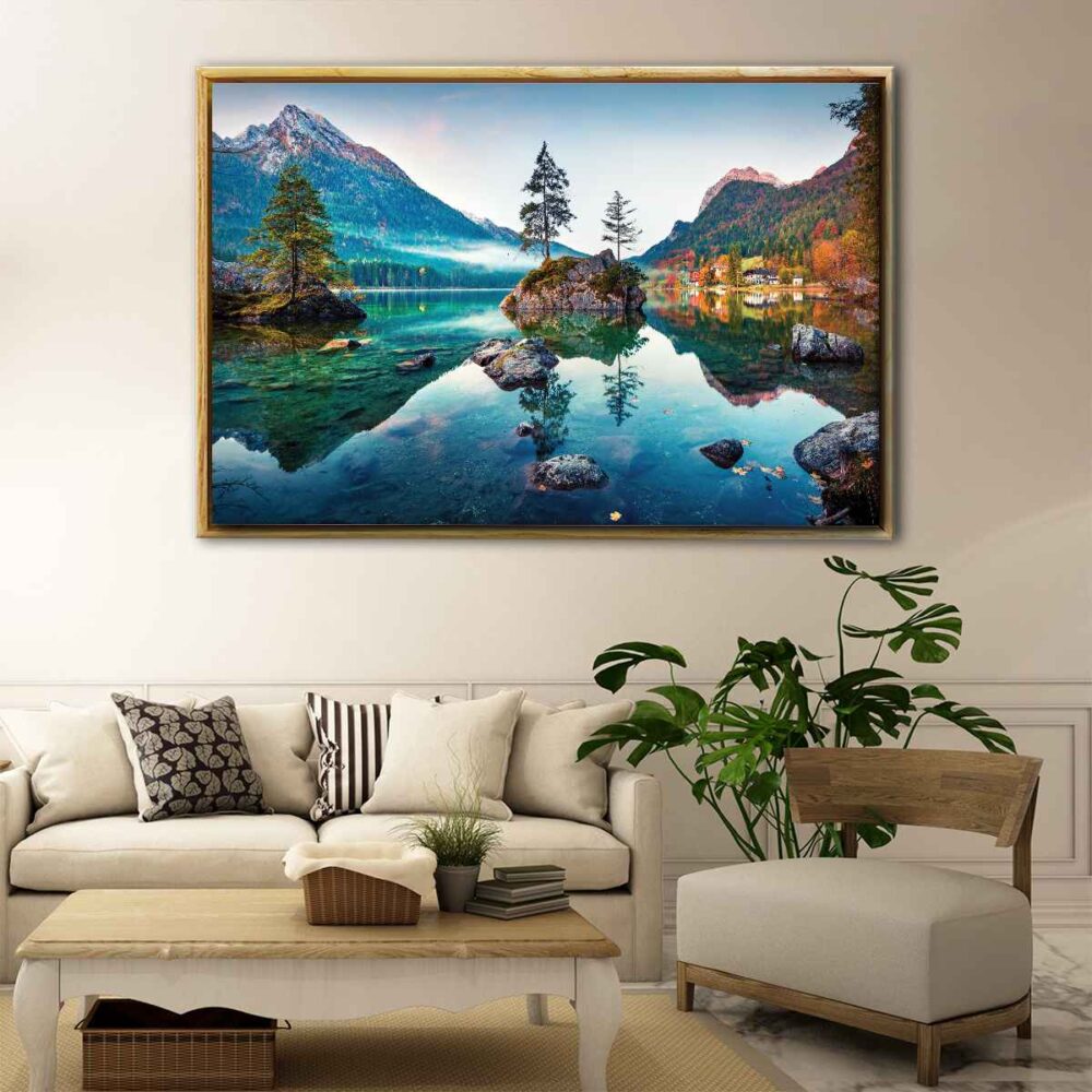 tableau lac hintersee avec cadre flottant