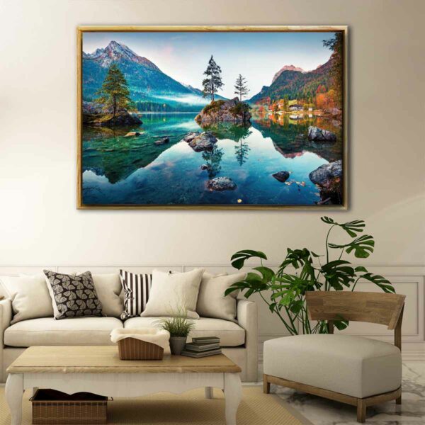 hintersee lake floating frame canvas