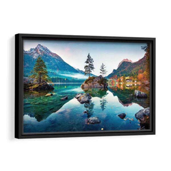 hintersee lake framed canvas black frame