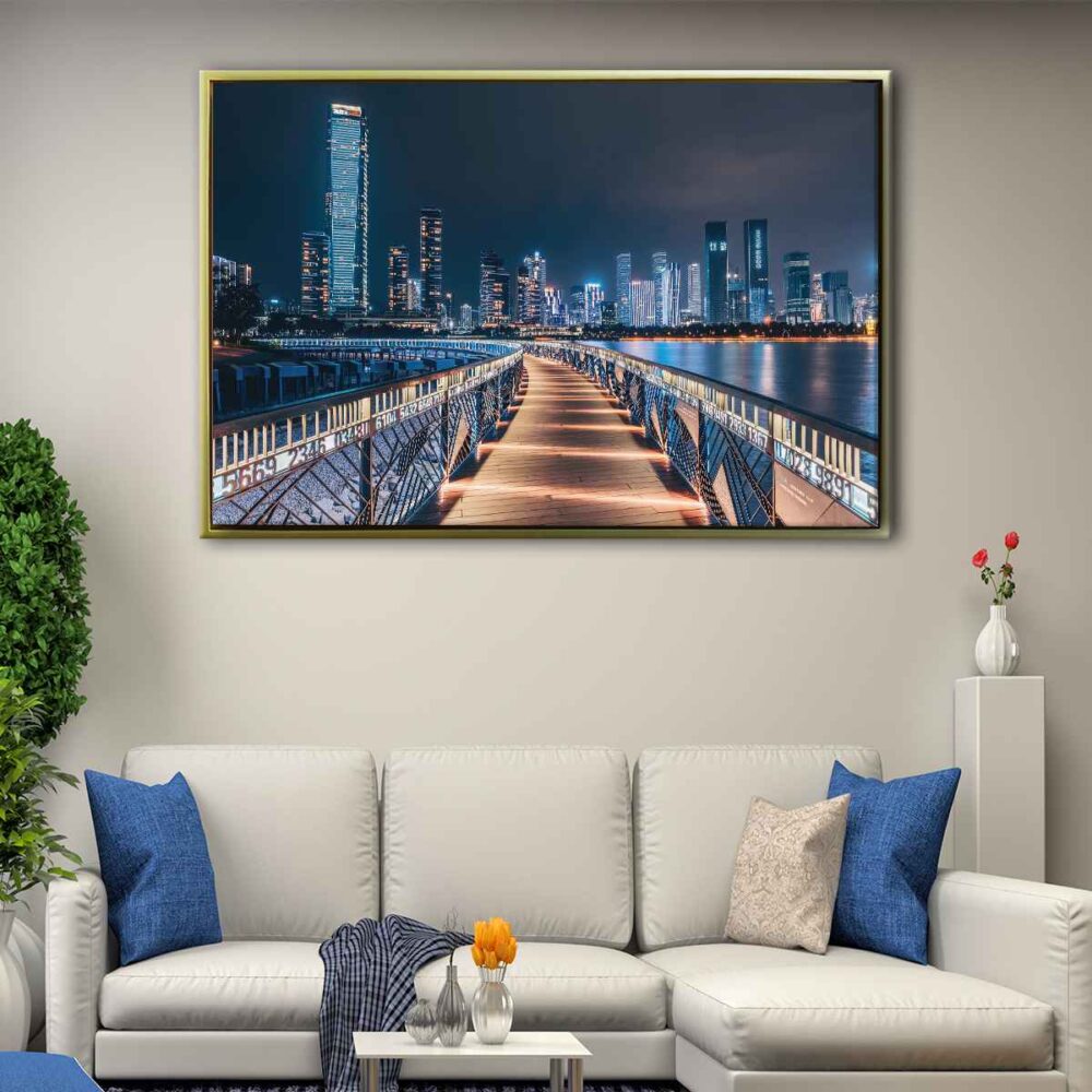 hong kong skyline floating frame canvas