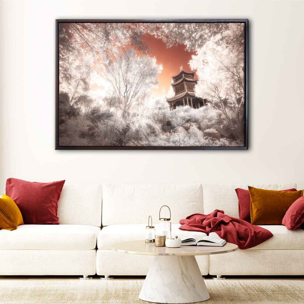 japanese pagoda floating frame canvas