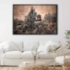 japanese temple floating frame canvas