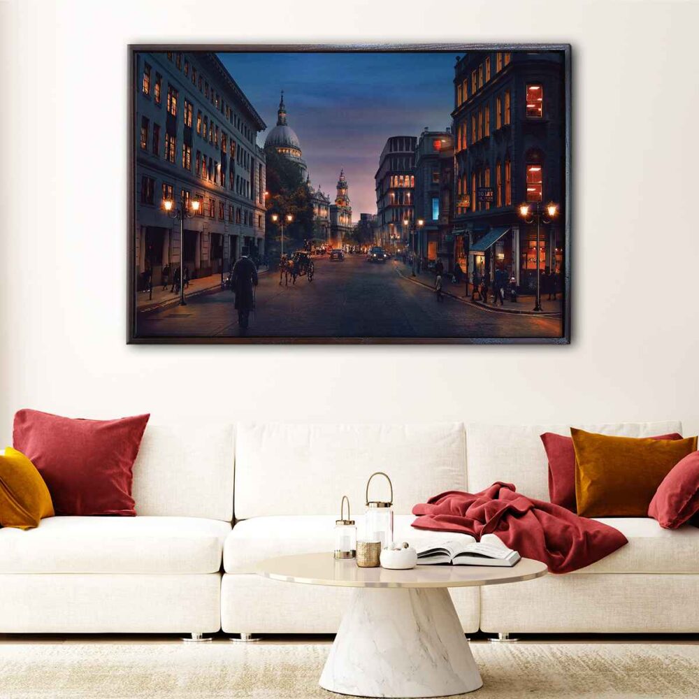 london old city floating frame canvas