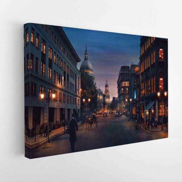 london old city stretched canvas