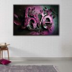 tableau calligraphie de l'amour avec cadre flottant