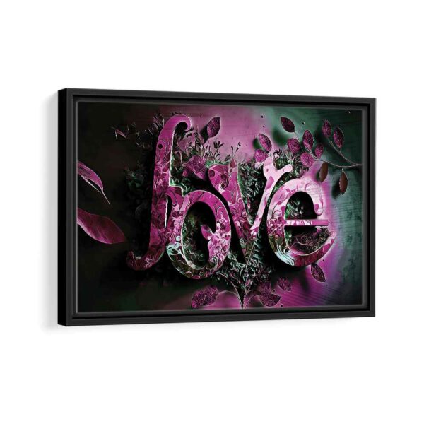 love calligraphy framed canvas black frame