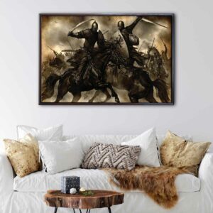 medieval knights floating frame canvas