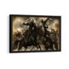 medieval knights framed canvas black frame