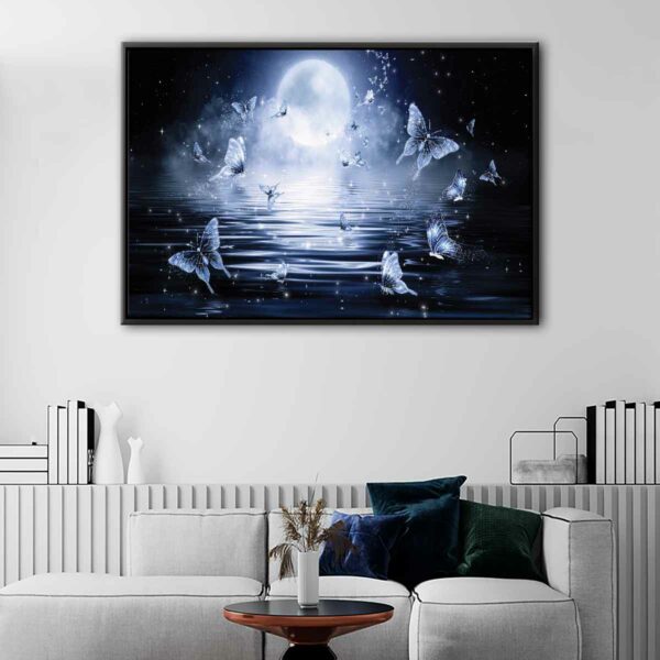night butterflies floating frame canvas
