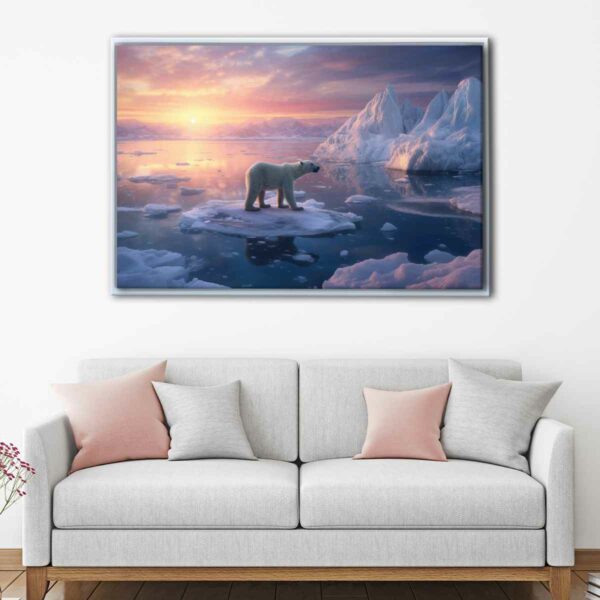 polar bear floating frame canvas