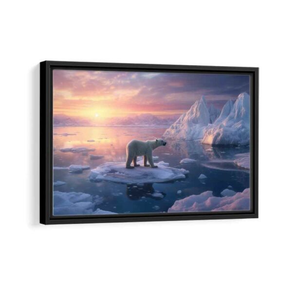 polar bear framed canvas black frame