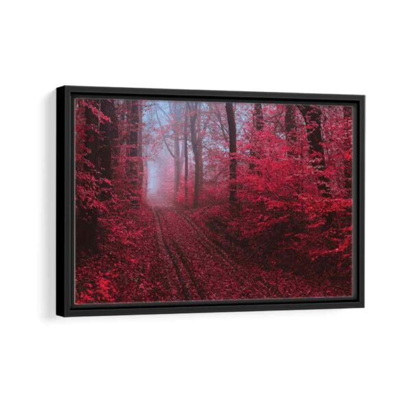 tableau forêt d'érables rouges avec cadre noir