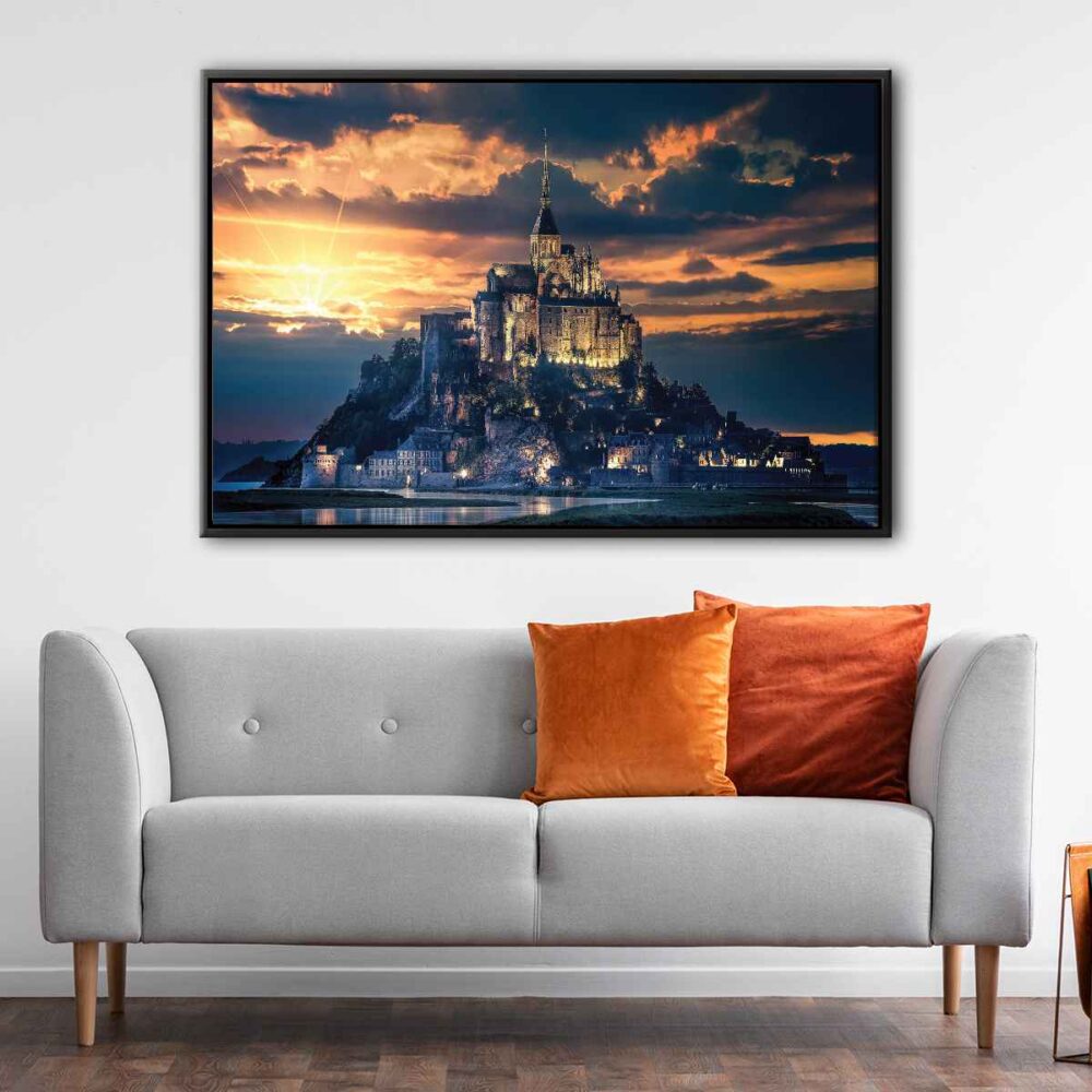 saint michel castle floating frame canvas