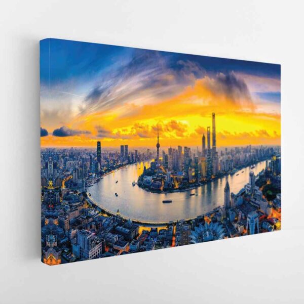  tableau sur toile imprimée coucher de soleil à shanghai 