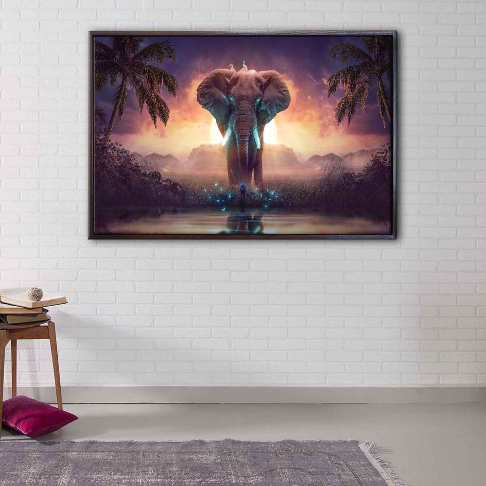 surreal elephant floating frame canvas