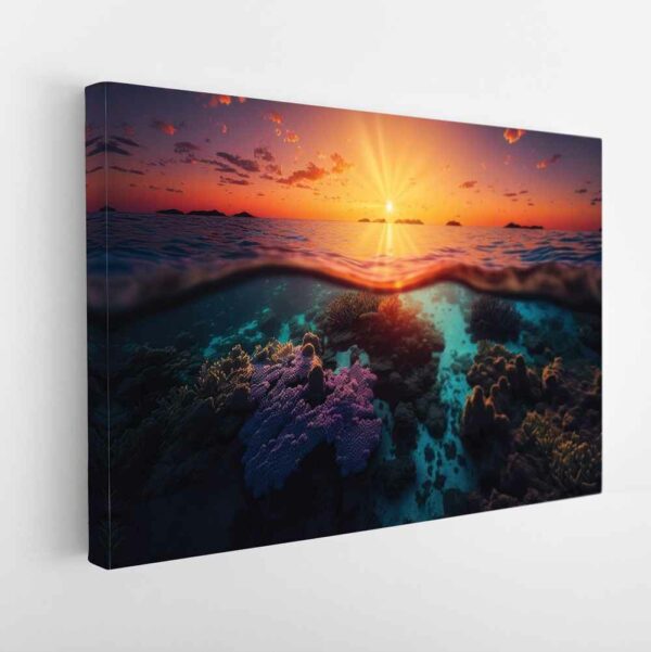 underwater sunset stretched canvas