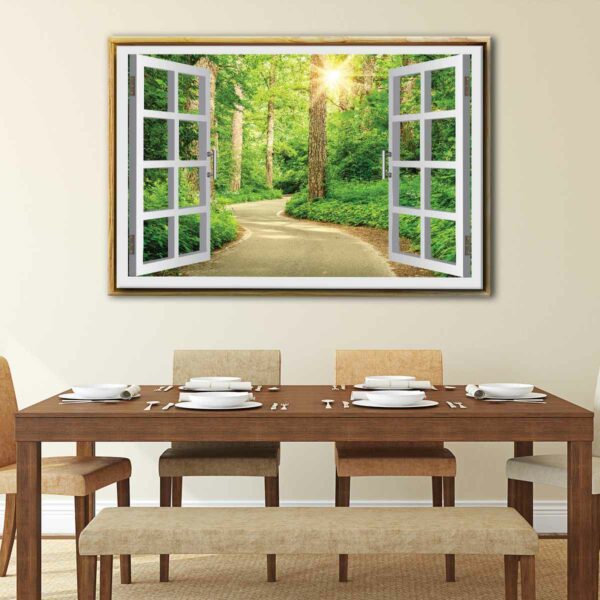 window to forest floating frame canvas