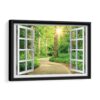 window to forest framed canvas black frame