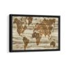 wooden world map framed canvas black frame