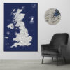 Navy Blue push pin UK map