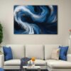 1 panels blue and gold waves canvas art