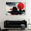 1 panels japan red moon canvas art