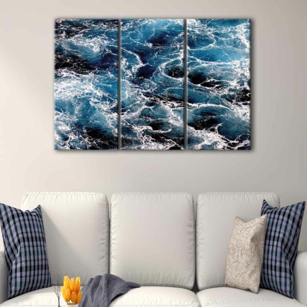 3 panels angry ocean canvas art