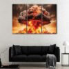 3 panels apocalyptic explosion canvas art