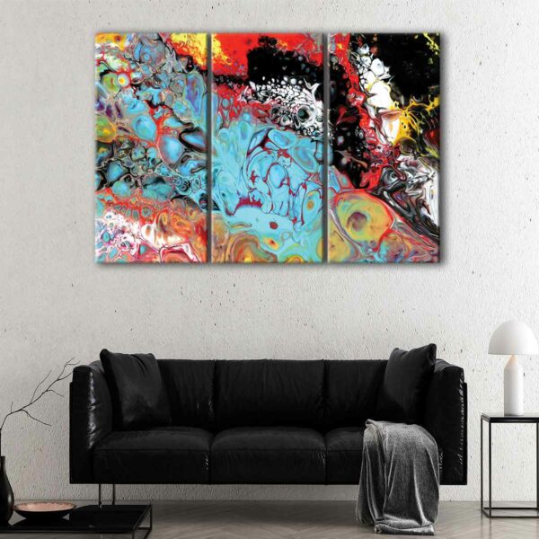 3 panels colorful swirl canvas art