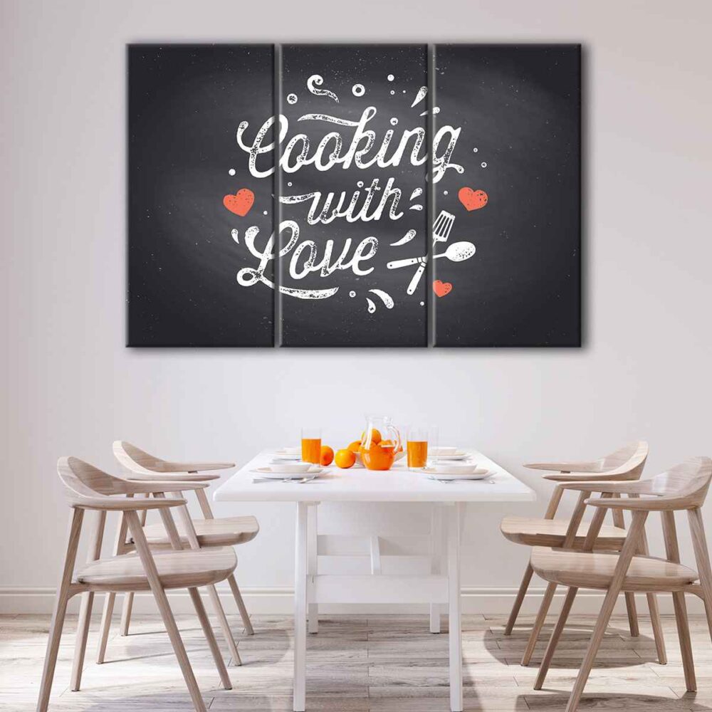 3 panels cooking with love canvas art