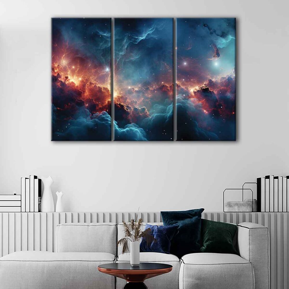 3 panels cosmic sky canvas art