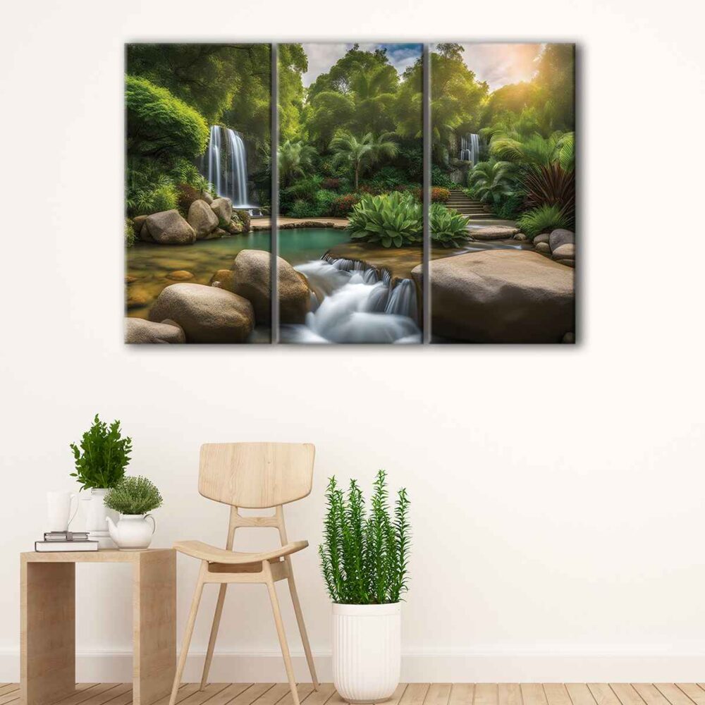 3 panels dream garden canvas art