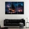 3 panels sailing in the storm canvas art