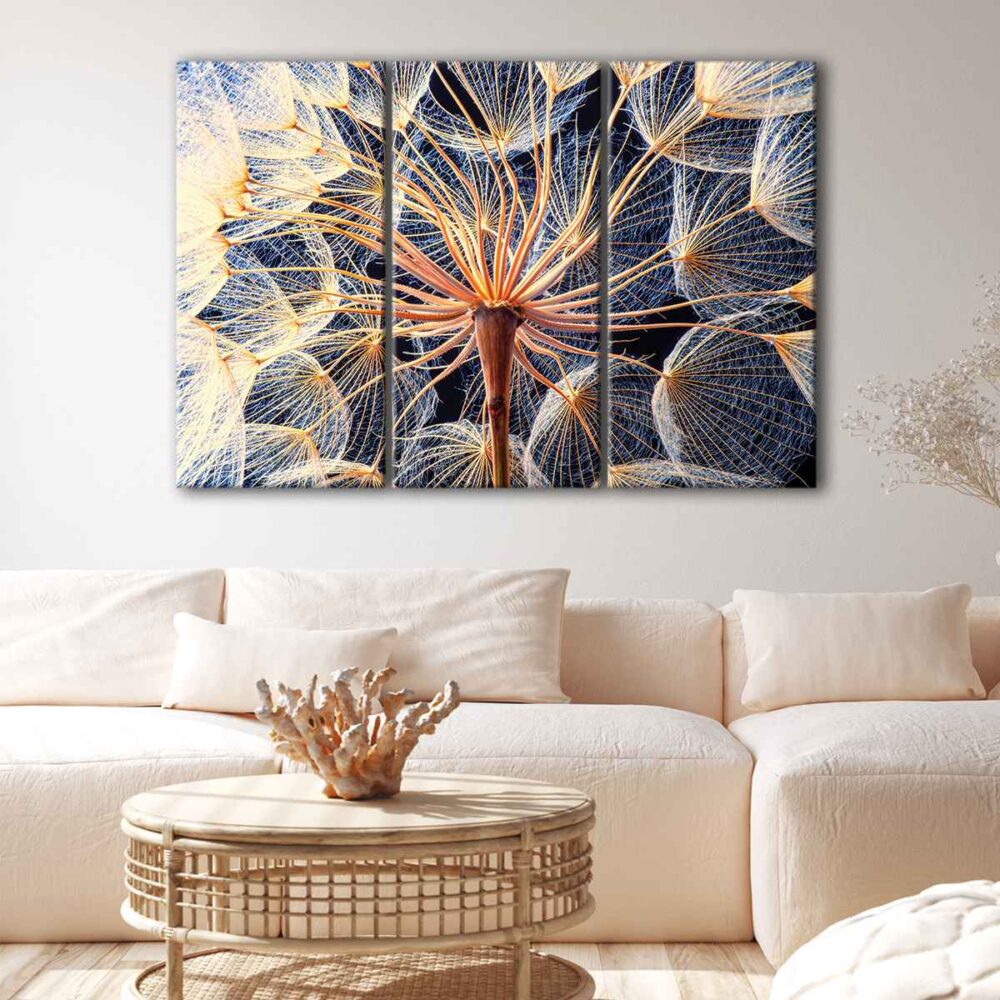 3 panels the dandelion canvas art