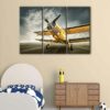 3 panels yellow aircraft canvas art